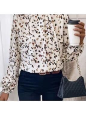Women's White and Multi Blous
